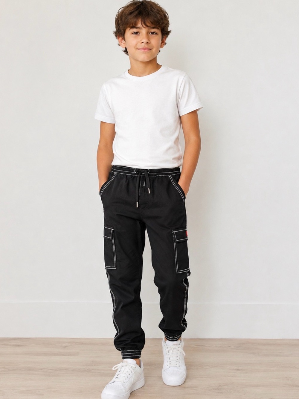 Dickies Black Cargo youth Joggers with Contrast Stitching